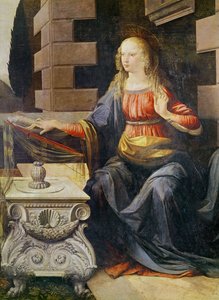 O detalhe da Anunciação da Virgem, c.1472-1475 óleo sobre madeira